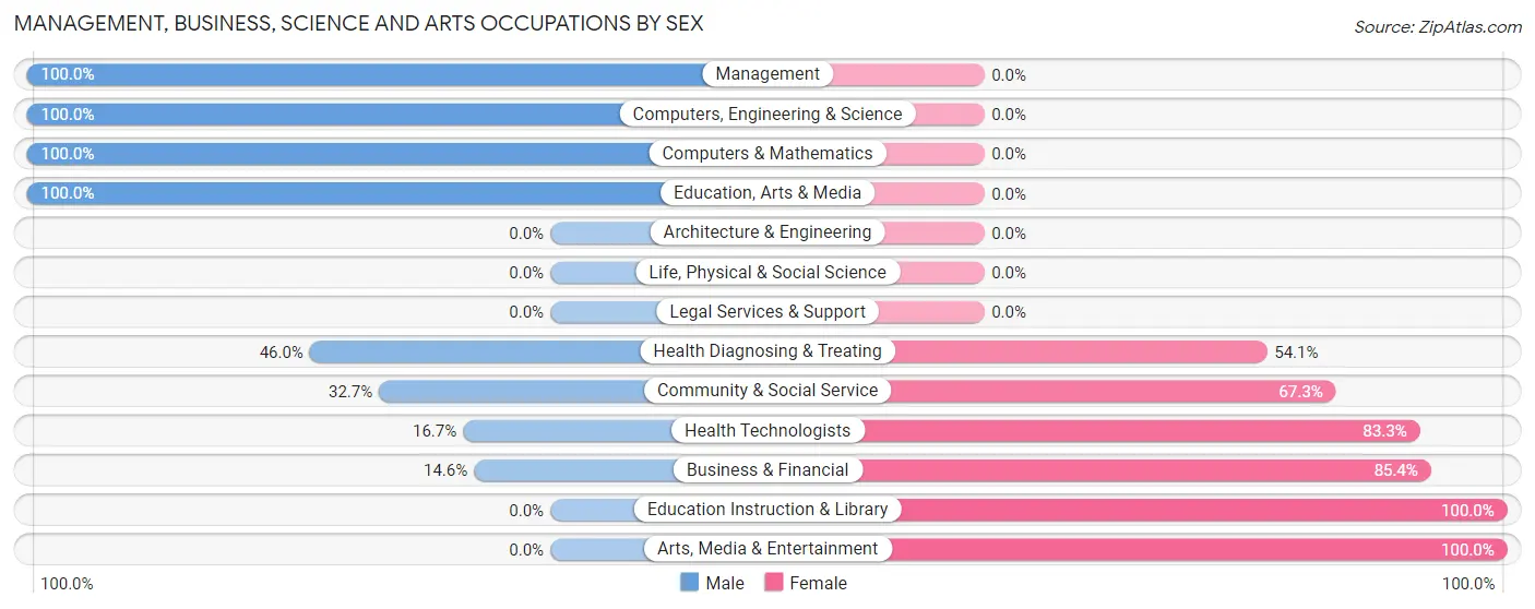 Management, Business, Science and Arts Occupations by Sex in Norton