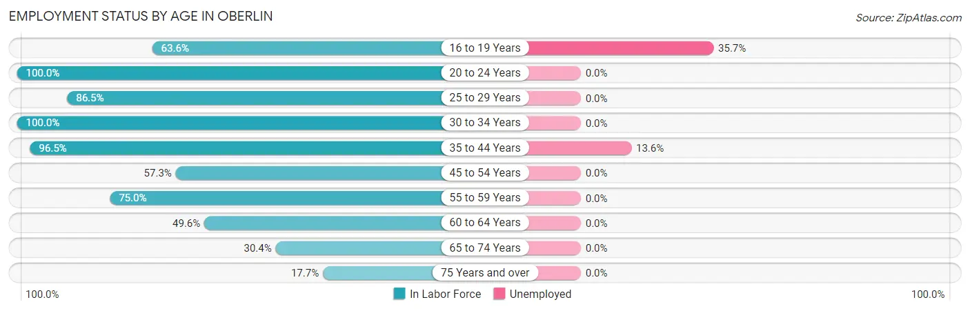 Employment Status by Age in Oberlin