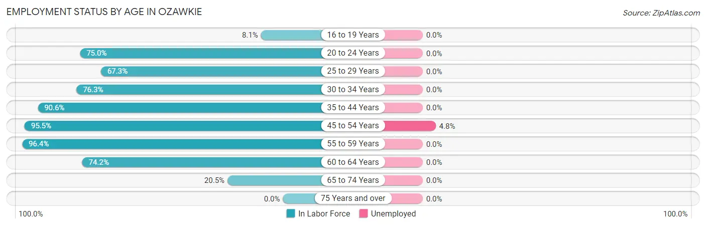 Employment Status by Age in Ozawkie