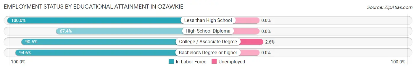 Employment Status by Educational Attainment in Ozawkie