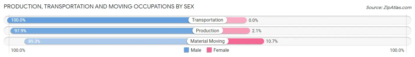 Production, Transportation and Moving Occupations by Sex in Plainville