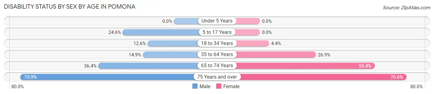 Disability Status by Sex by Age in Pomona