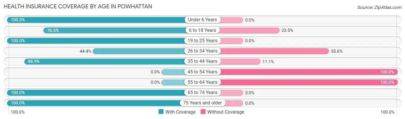 Health Insurance Coverage by Age in Powhattan