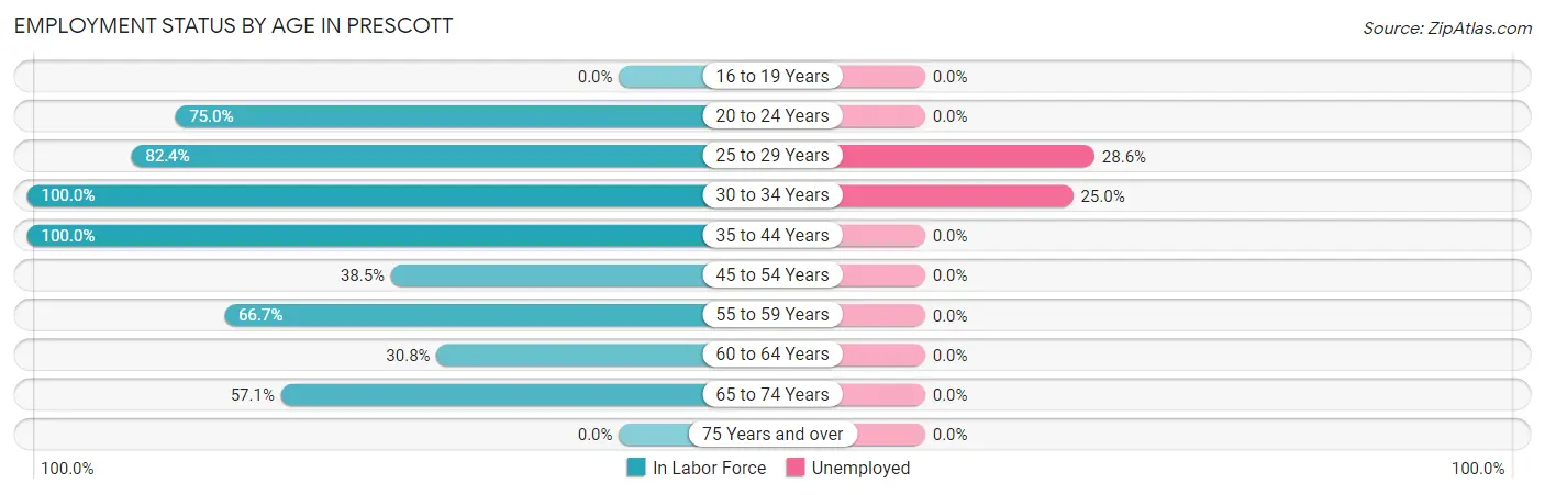 Employment Status by Age in Prescott