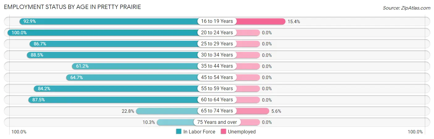Employment Status by Age in Pretty Prairie