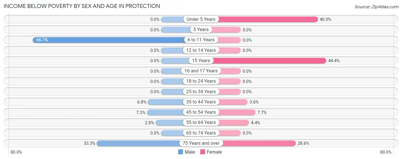 Income Below Poverty by Sex and Age in Protection