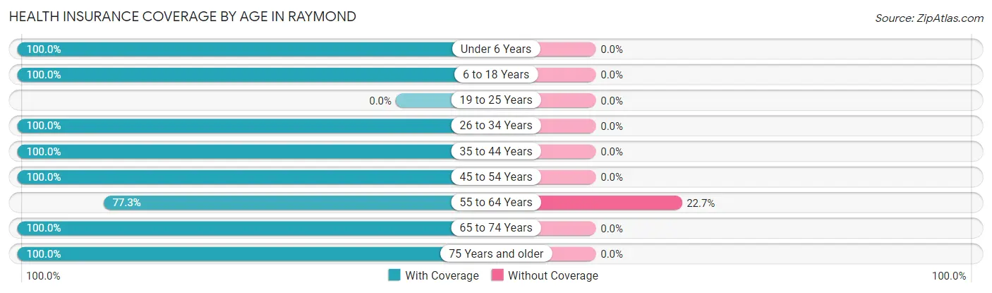 Health Insurance Coverage by Age in Raymond