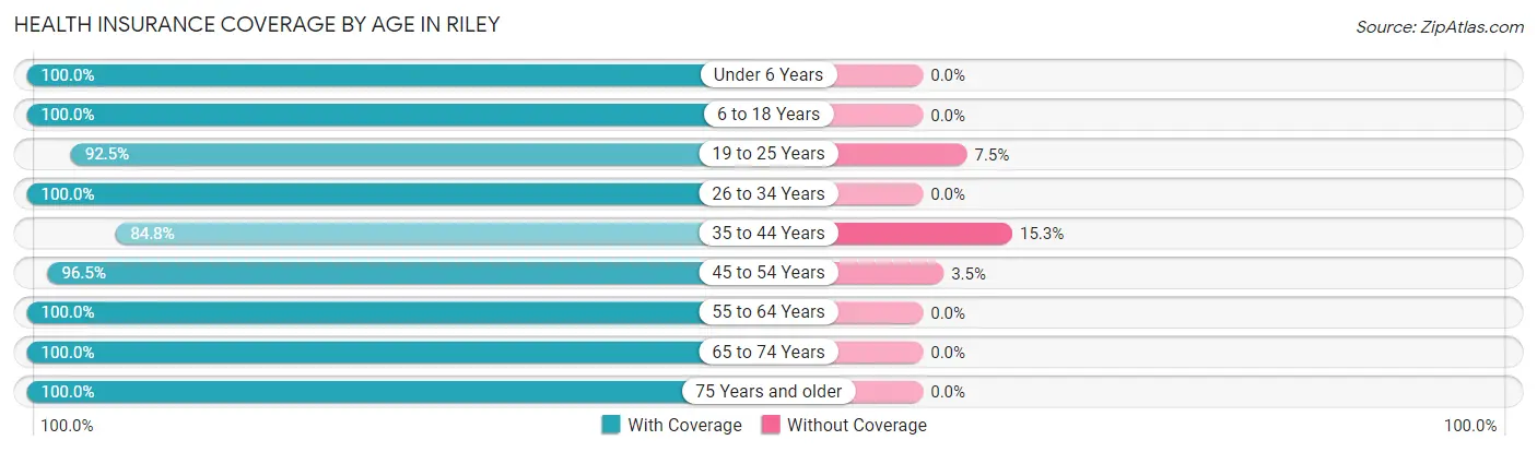 Health Insurance Coverage by Age in Riley