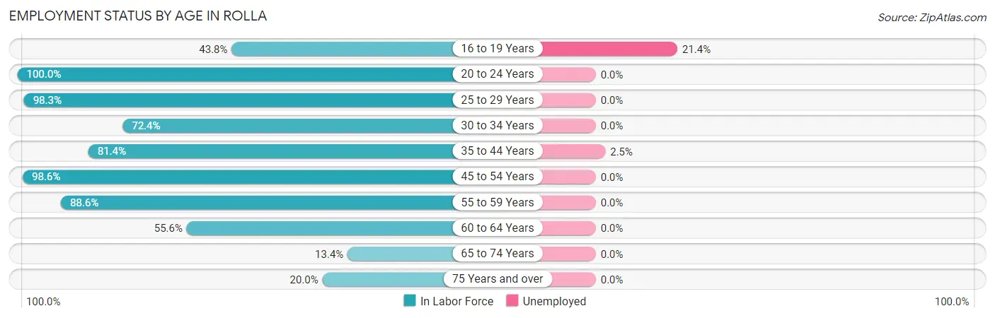 Employment Status by Age in Rolla