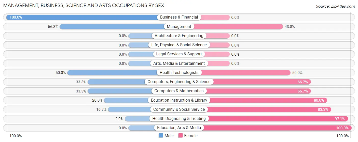 Management, Business, Science and Arts Occupations by Sex in Rolla