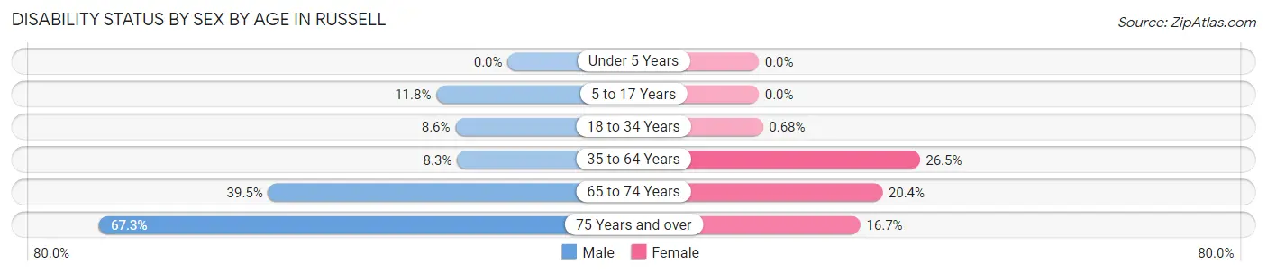 Disability Status by Sex by Age in Russell