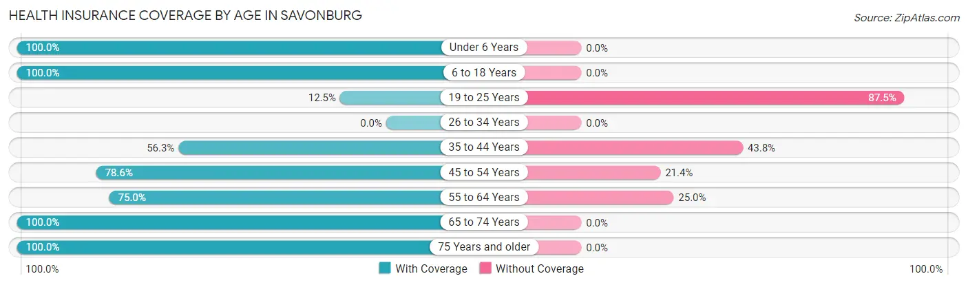 Health Insurance Coverage by Age in Savonburg