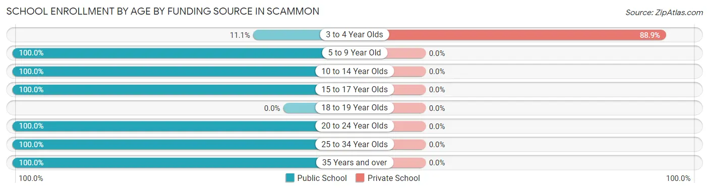 School Enrollment by Age by Funding Source in Scammon