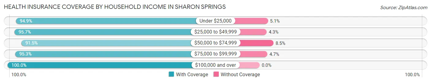 Health Insurance Coverage by Household Income in Sharon Springs
