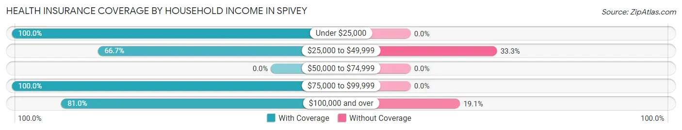 Health Insurance Coverage by Household Income in Spivey