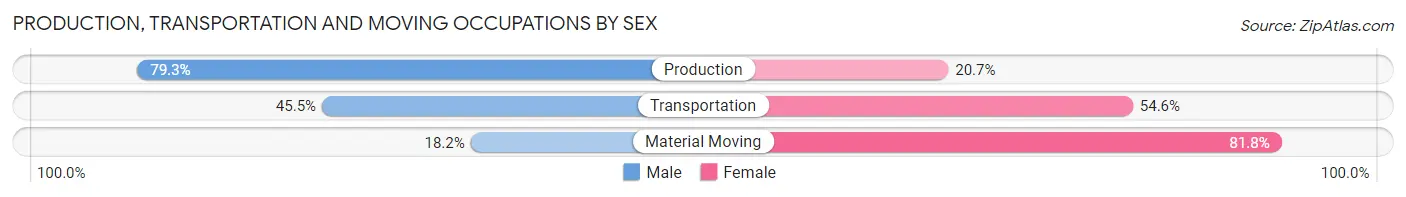 Production, Transportation and Moving Occupations by Sex in St George