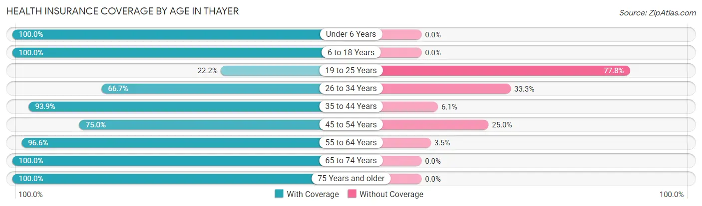 Health Insurance Coverage by Age in Thayer