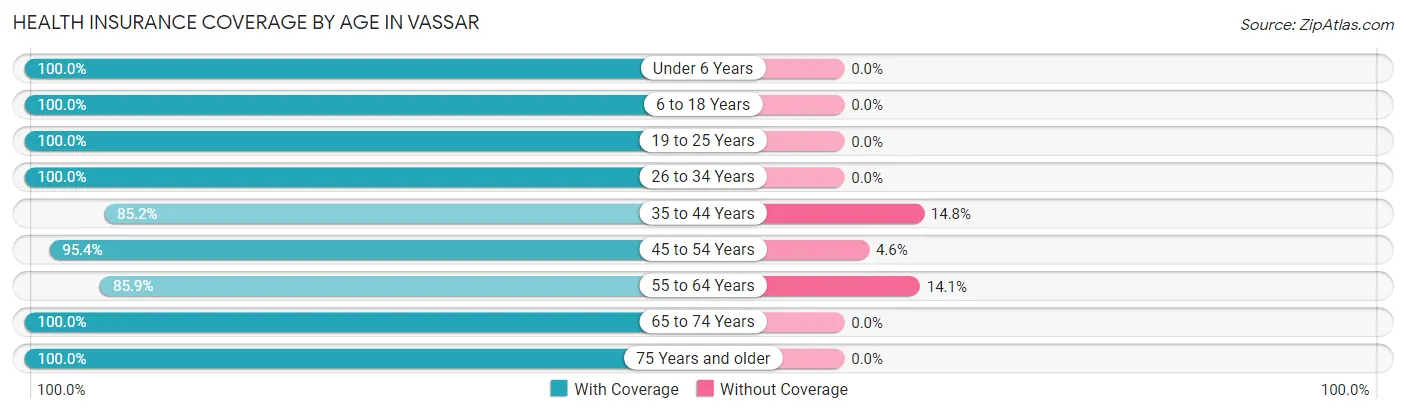 Health Insurance Coverage by Age in Vassar