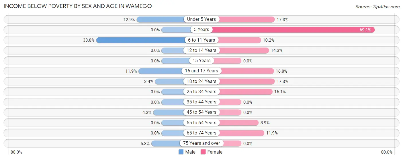 Income Below Poverty by Sex and Age in Wamego