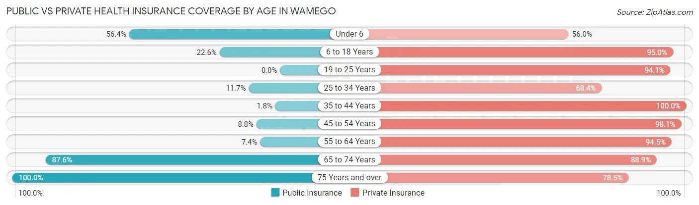 Public vs Private Health Insurance Coverage by Age in Wamego