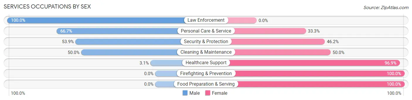 Services Occupations by Sex in Waterville