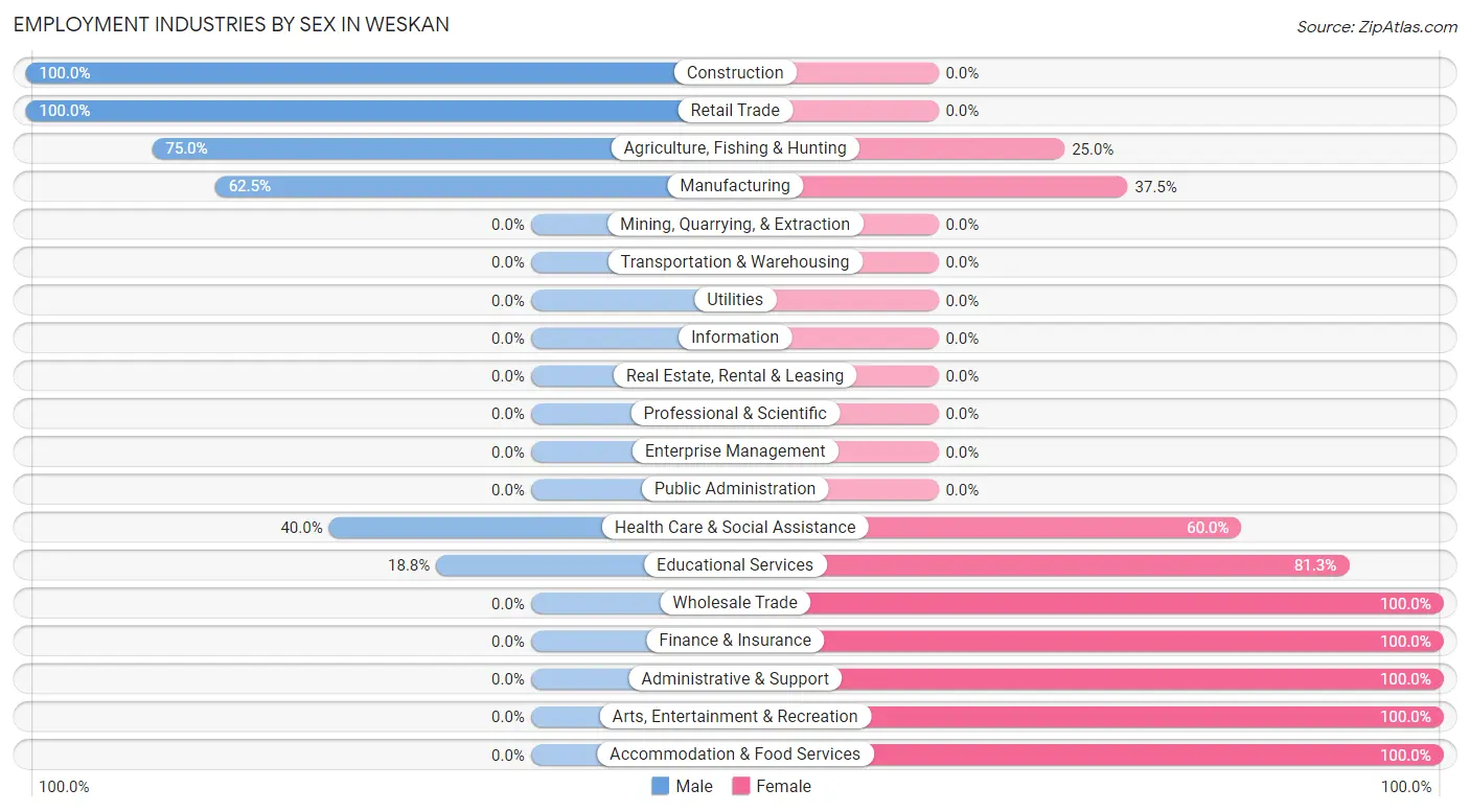 Employment Industries by Sex in Weskan