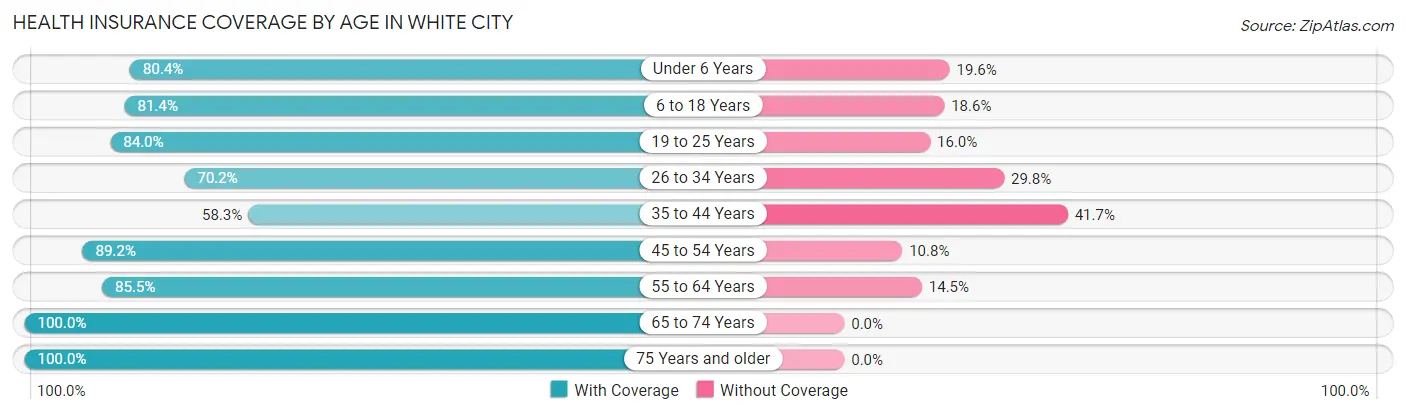 Health Insurance Coverage by Age in White City