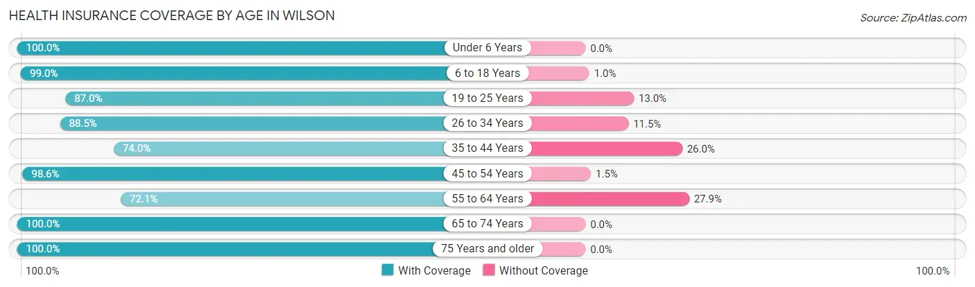 Health Insurance Coverage by Age in Wilson