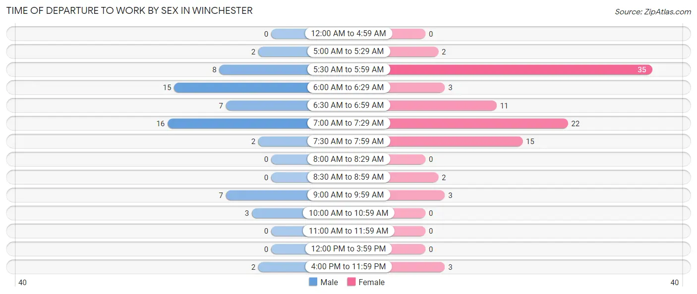 Time of Departure to Work by Sex in Winchester