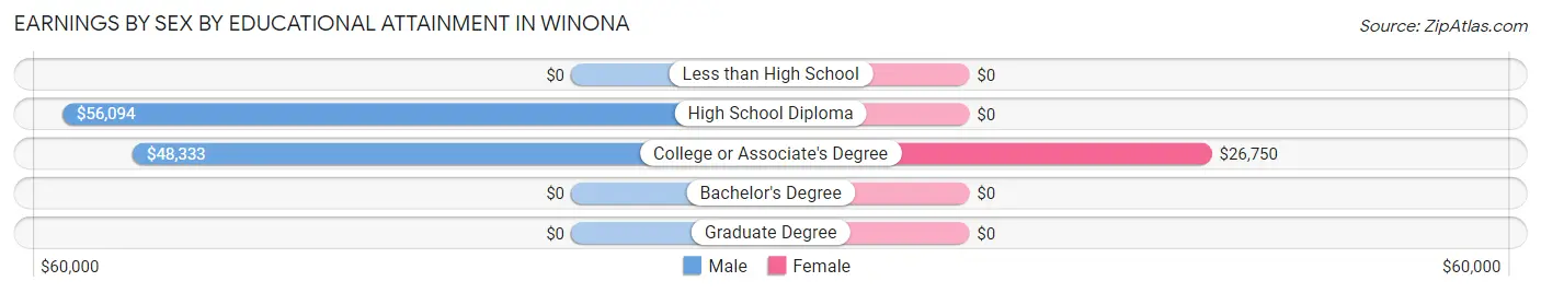 Earnings by Sex by Educational Attainment in Winona