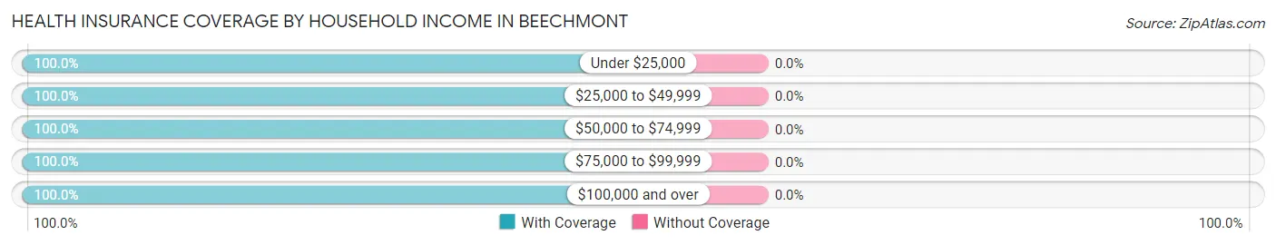 Health Insurance Coverage by Household Income in Beechmont