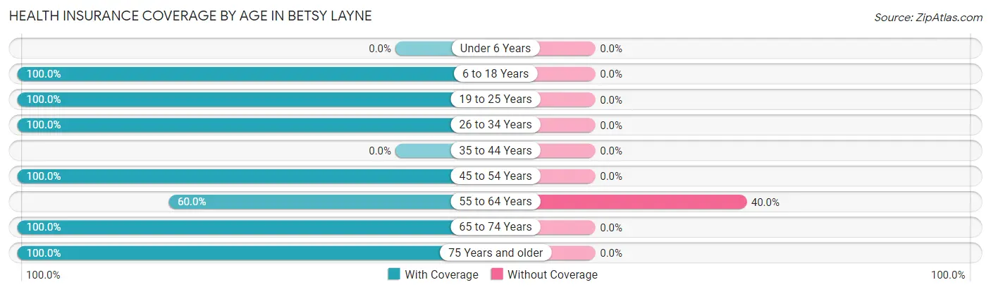 Health Insurance Coverage by Age in Betsy Layne