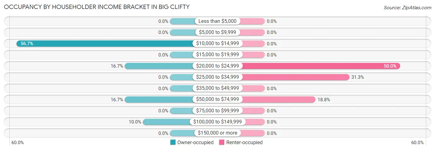 Occupancy by Householder Income Bracket in Big Clifty