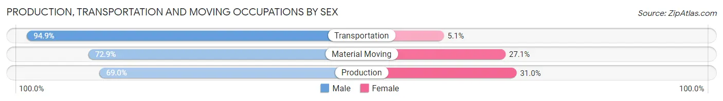 Production, Transportation and Moving Occupations by Sex in Bowling Green