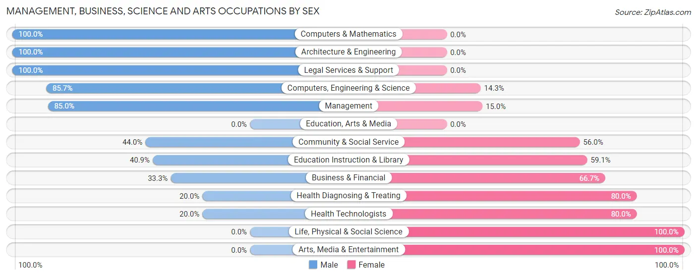 Management, Business, Science and Arts Occupations by Sex in Broeck Pointe