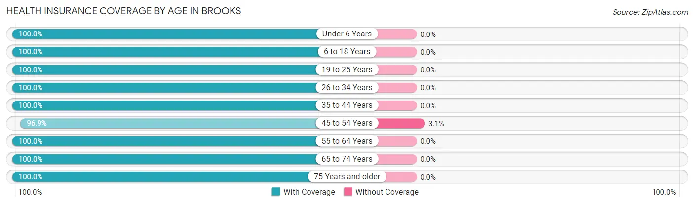 Health Insurance Coverage by Age in Brooks