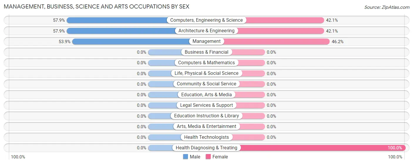Management, Business, Science and Arts Occupations by Sex in Brooks