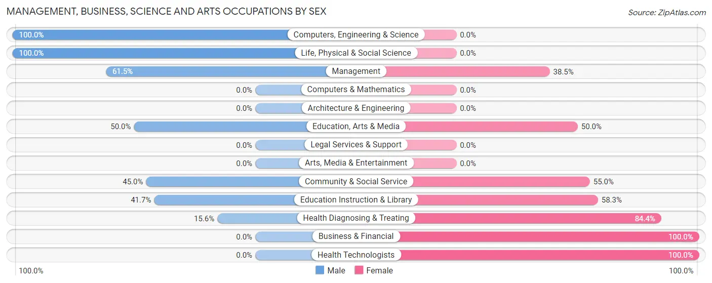 Management, Business, Science and Arts Occupations by Sex in Burkesville