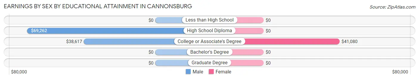 Earnings by Sex by Educational Attainment in Cannonsburg