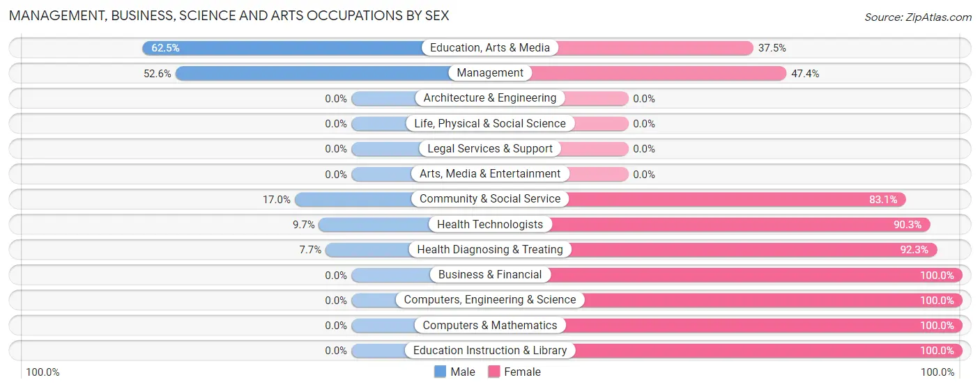 Management, Business, Science and Arts Occupations by Sex in Catlettsburg