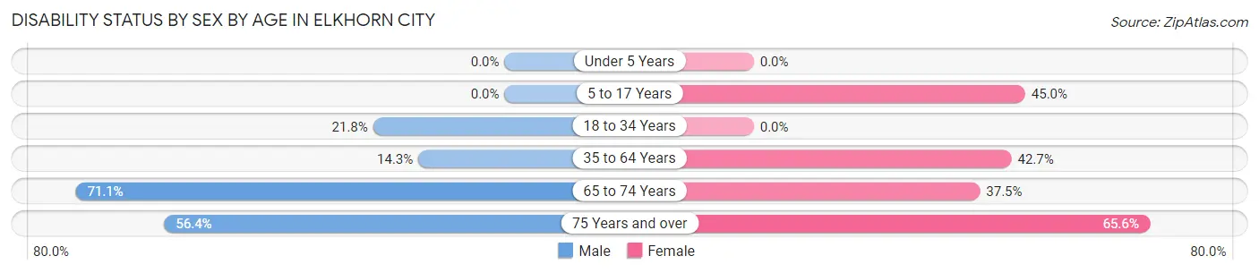 Disability Status by Sex by Age in Elkhorn City