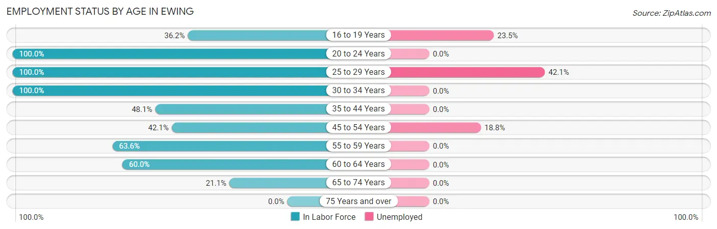 Employment Status by Age in Ewing