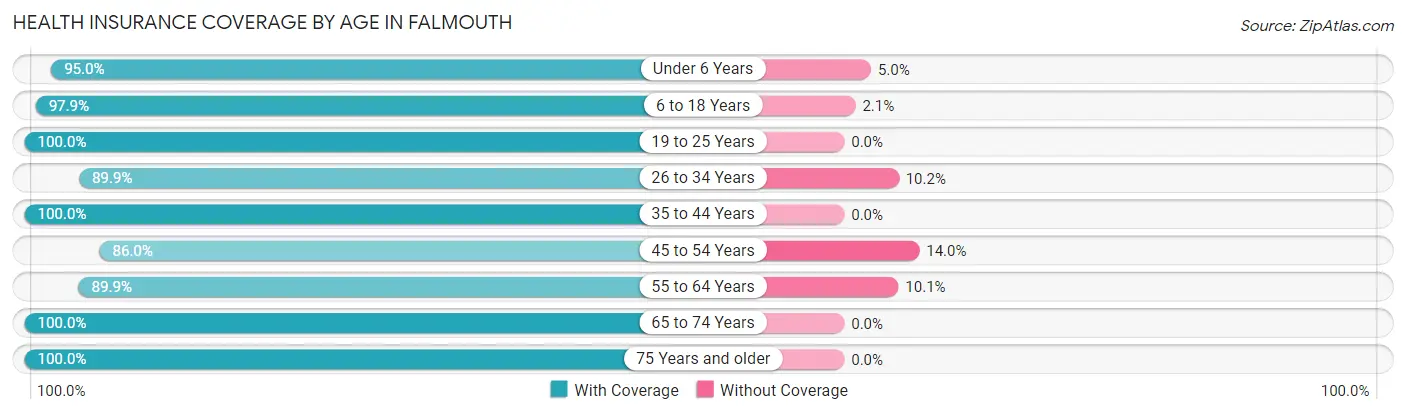 Health Insurance Coverage by Age in Falmouth