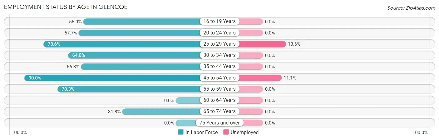 Employment Status by Age in Glencoe
