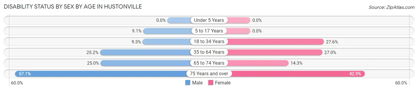 Disability Status by Sex by Age in Hustonville