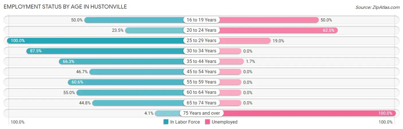 Employment Status by Age in Hustonville