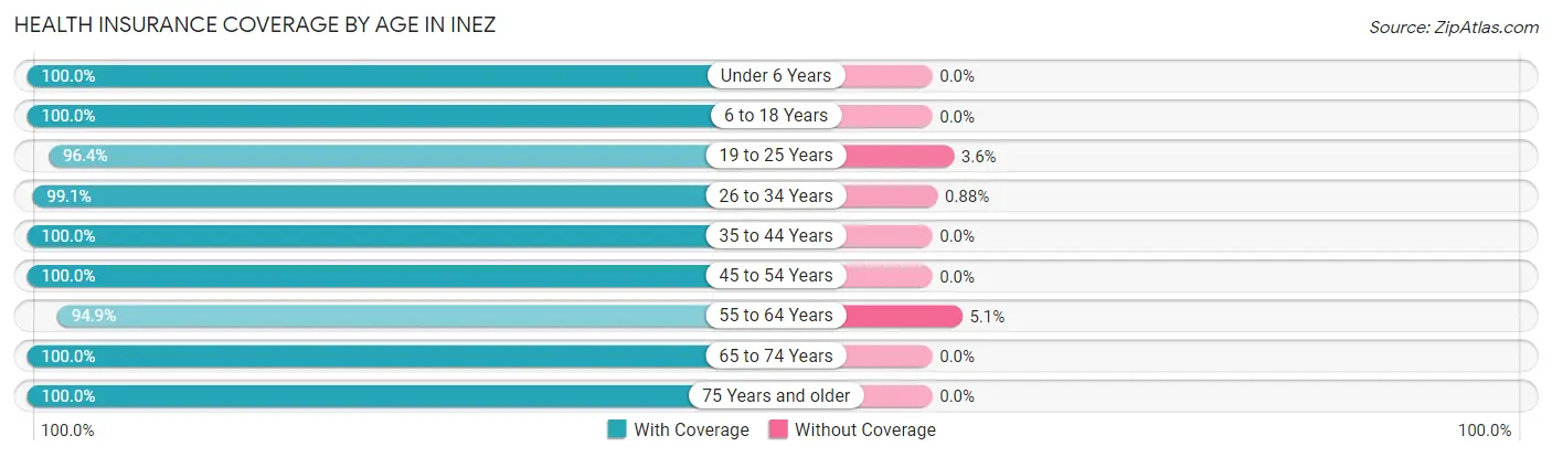 Health Insurance Coverage by Age in Inez