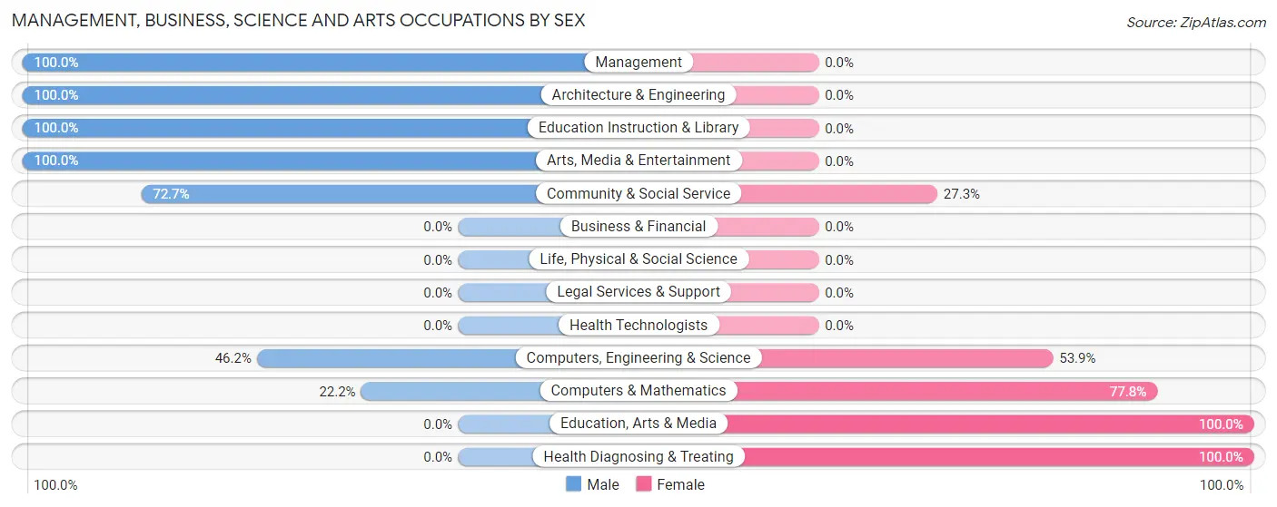 Management, Business, Science and Arts Occupations by Sex in Lewisburg