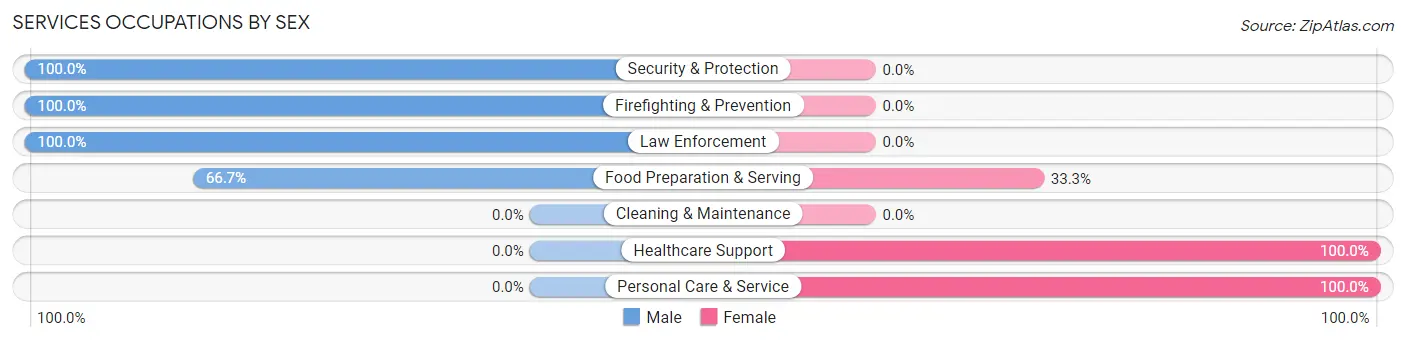 Services Occupations by Sex in Manor Creek