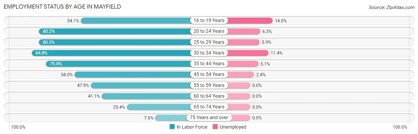 Employment Status by Age in Mayfield